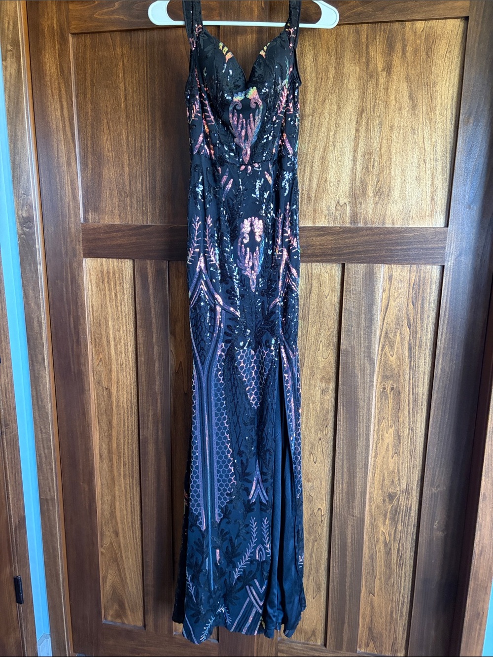 SHEIN Black Maxi Dress with Rose Gold and Pink Sequin Detail